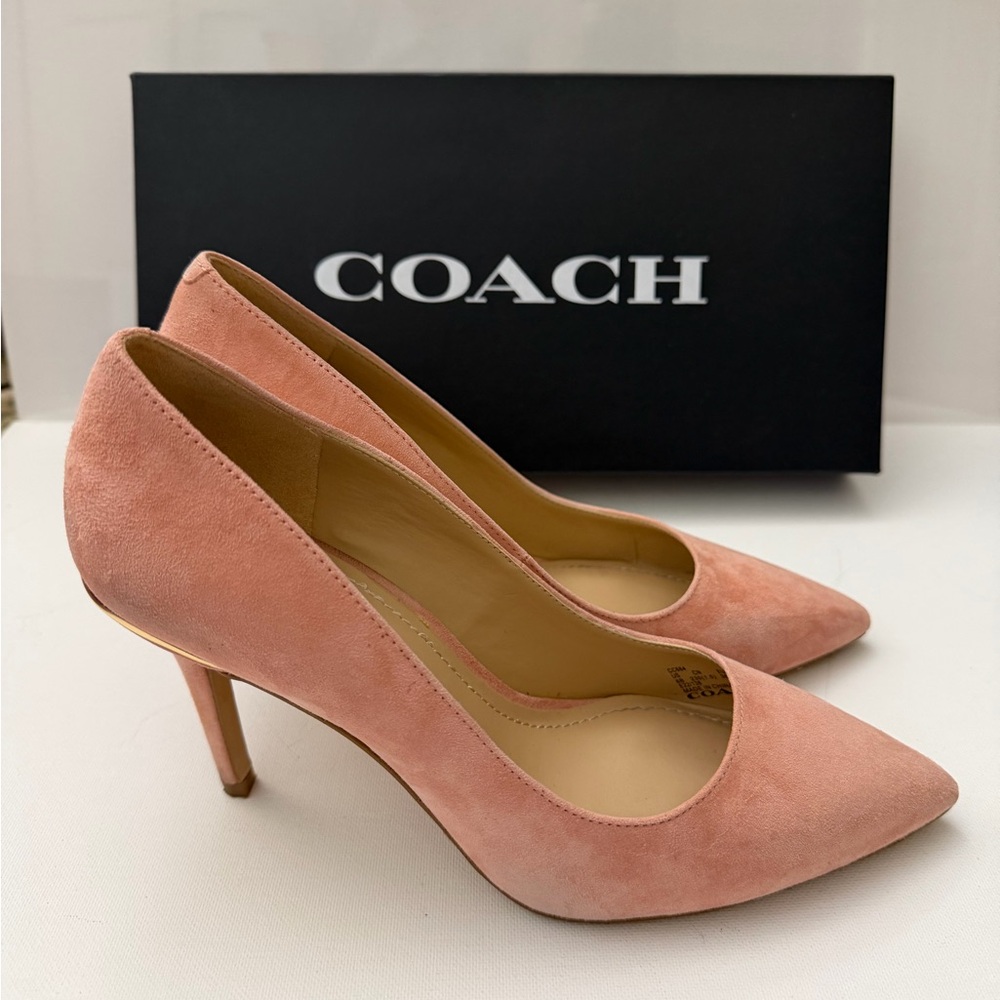 Coach Pink Suede Pointed-Toe Heels - Picture 2 of 10